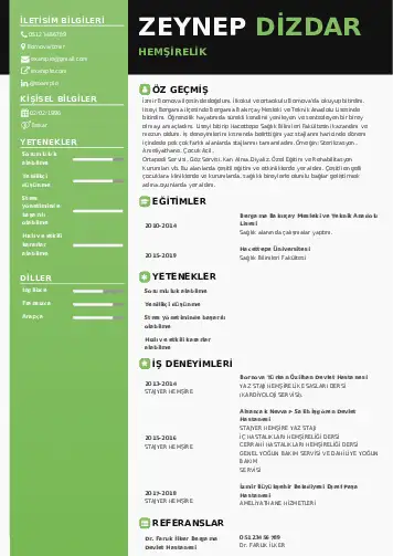 Sağlık Çalışanı Cv Örnekleri cv indir